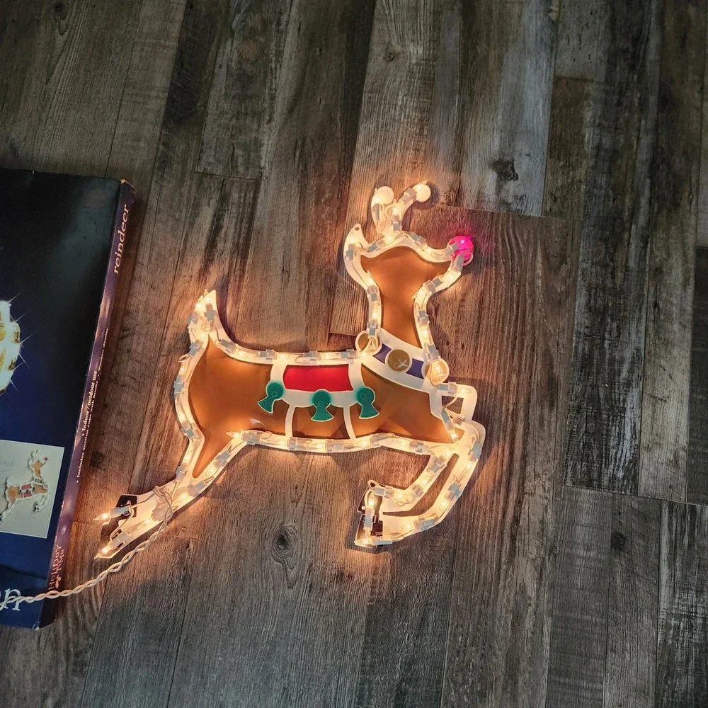 Holiday Time Lighted Reindeer Window Decoration‎ 20.5 Inch Indoor Outdoor Brown
